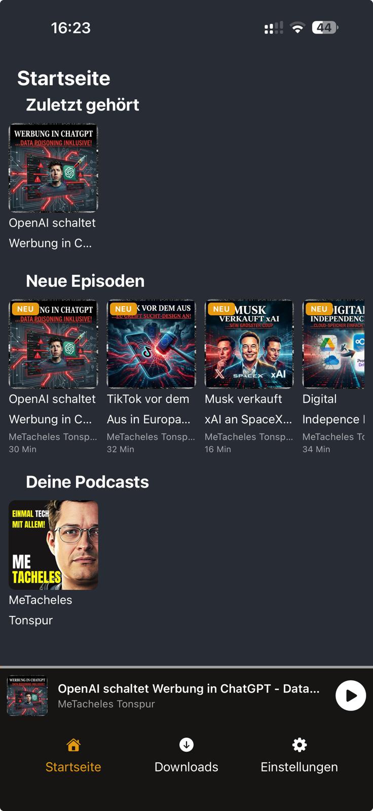 Screenshot of startpage